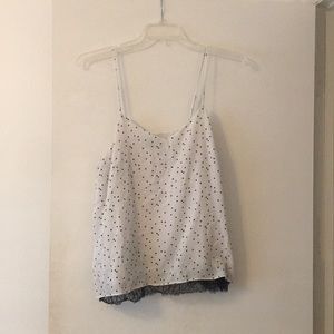 Black and White cami with lace trimming